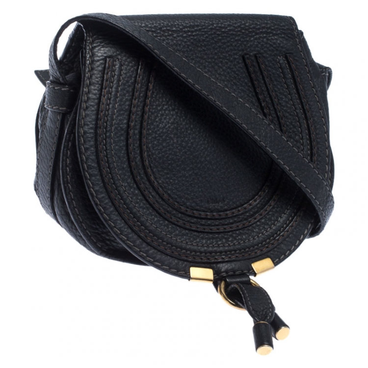 Pre Owned Chloe Black Leather Mini Marcie Crossbody Bag