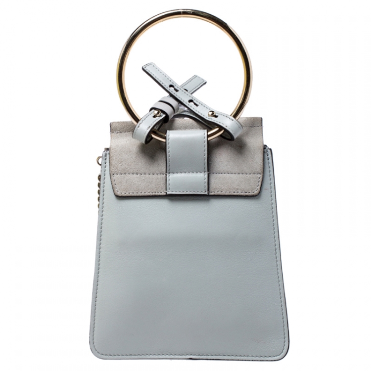 Pre Owned Chloe Grey Leather and Suede Mini Faye Crossbody Bag