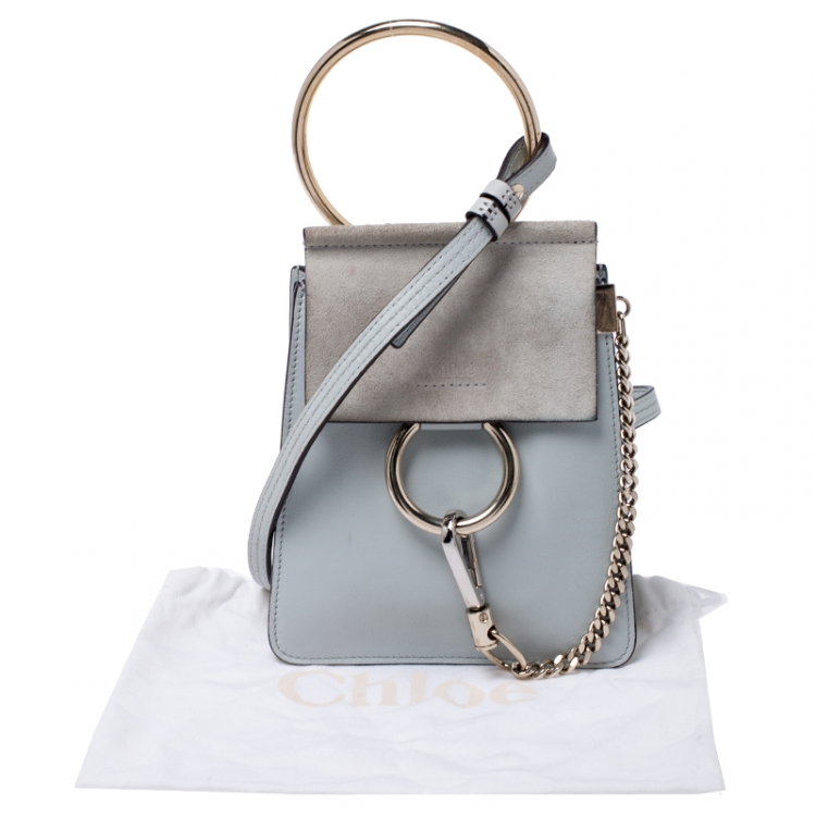 Pre Owned Chloe Grey Leather and Suede Mini Faye Crossbody Bag