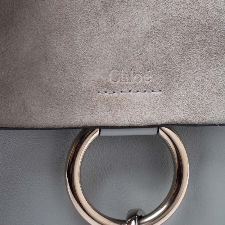 Pre Owned Chloe Grey Leather and Suede Mini Faye Crossbody Bag
