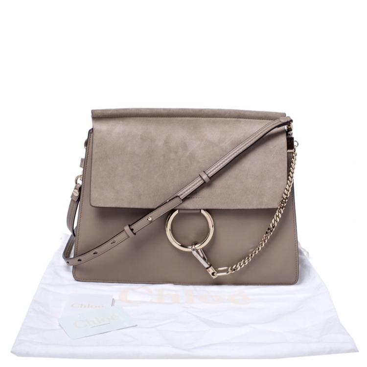 Pre Owned Chloe Light Beige Leather and Suede Faye Shoulder Bag