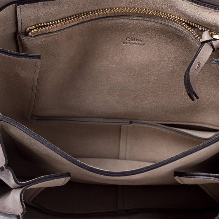 Pre Owned Chloe Light Beige Leather and Suede Faye Shoulder Bag