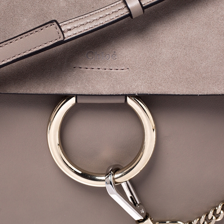 Pre Owned Chloe Light Beige Leather and Suede Faye Shoulder Bag