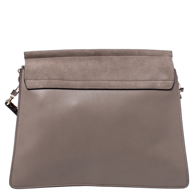 Pre Owned Chloe Light Beige Leather and Suede Faye Shoulder Bag