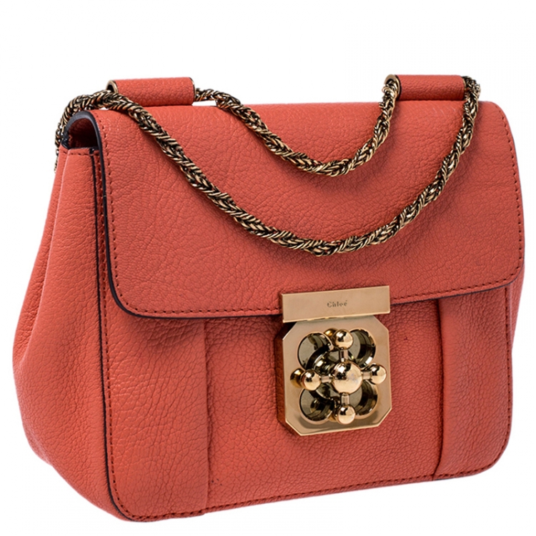 مملوكة مسبقًا Chloe Orange Leather Small Elsie Shoulder Bag