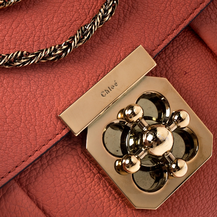 مملوكة مسبقًا Chloe Orange Leather Small Elsie Shoulder Bag