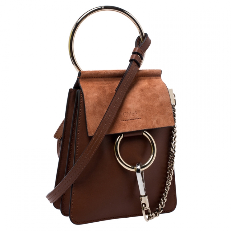Pre Owned Chloe Brown Leather and Nubuck Mini Faye Crossbody Bag