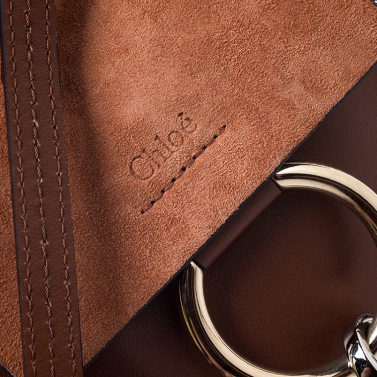 Pre Owned Chloe Brown Leather and Nubuck Mini Faye Crossbody Bag