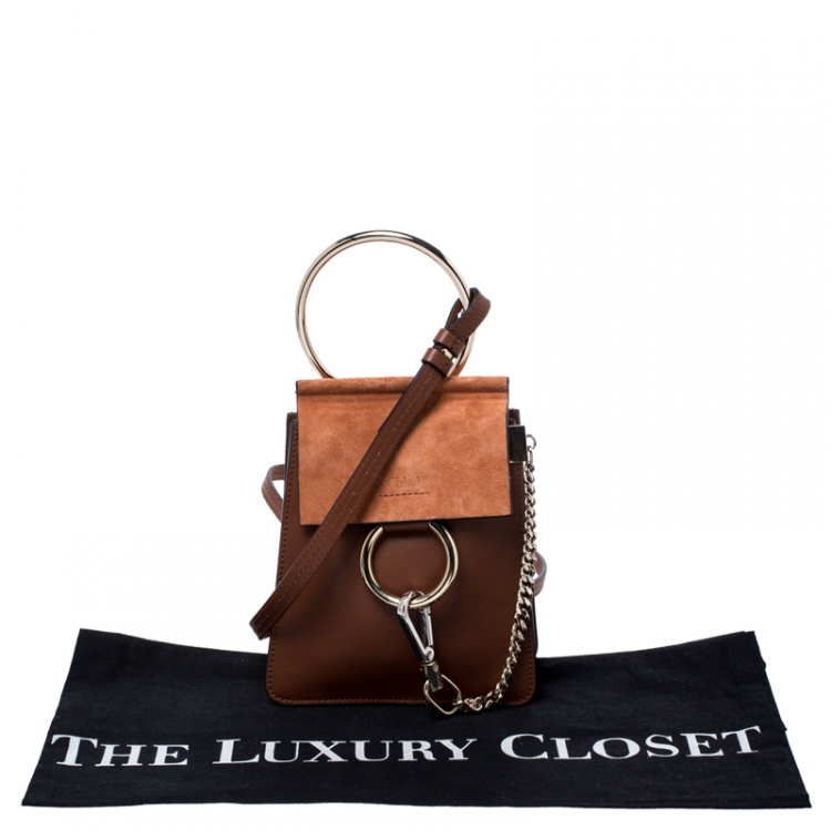 Pre Owned Chloe Brown Leather and Nubuck Mini Faye Crossbody Bag