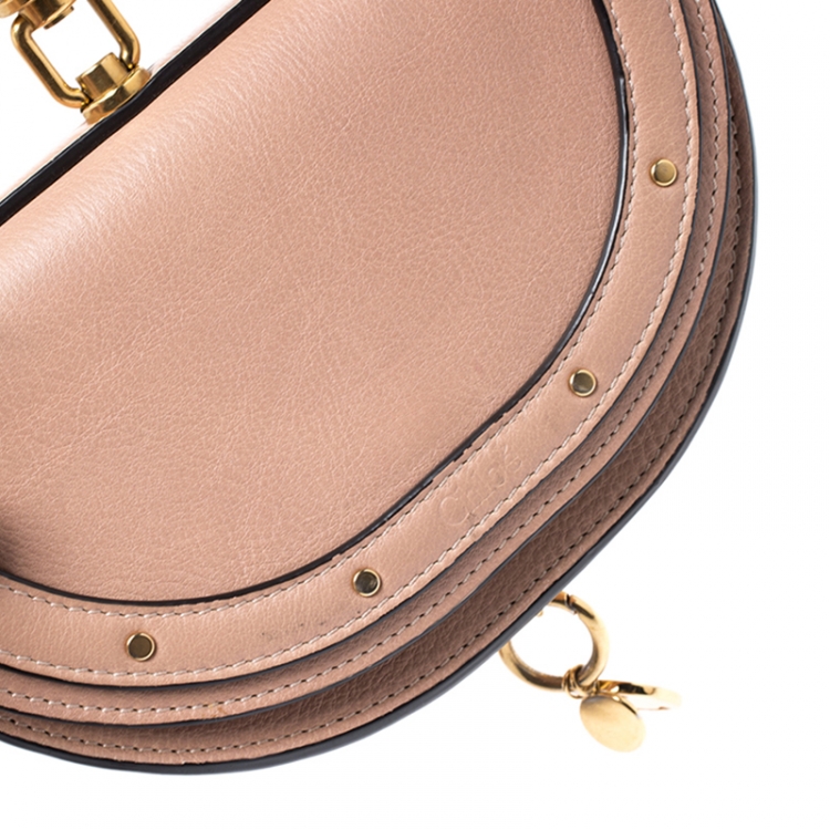 Pre Owned Chloe Beige Leather Small Nile Bracelet Minaudiere Crossbody Bag 