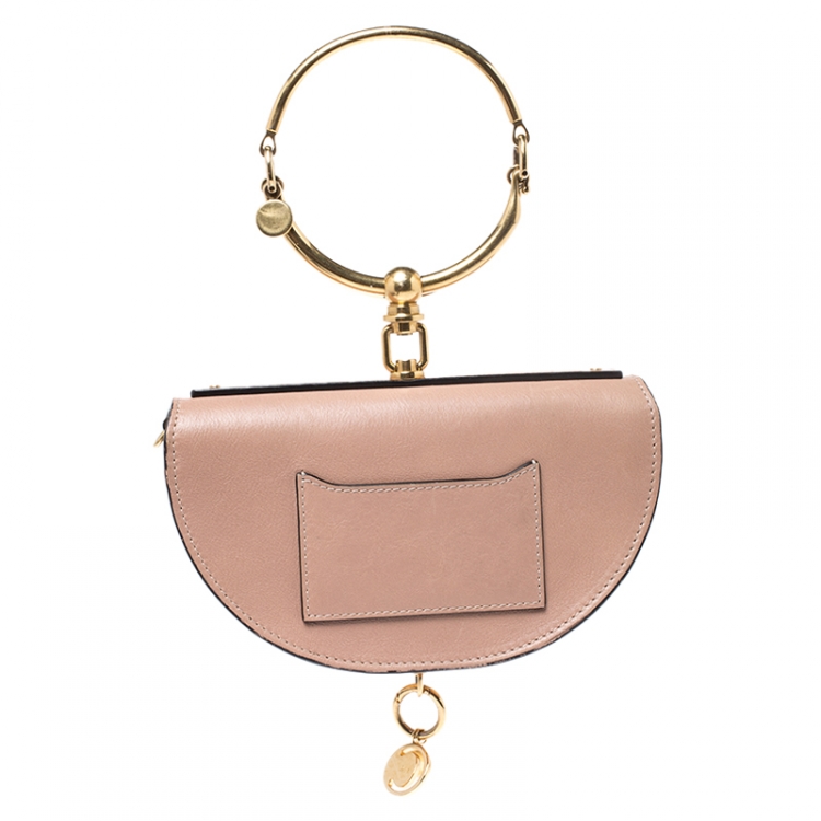 Pre Owned Chloe Beige Leather Small Nile Bracelet Minaudiere Crossbody Bag 