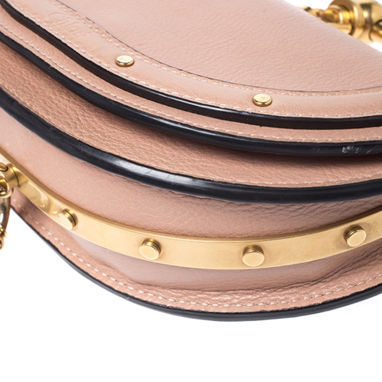 Pre Owned Chloe Beige Leather Small Nile Bracelet Minaudiere Crossbody Bag 