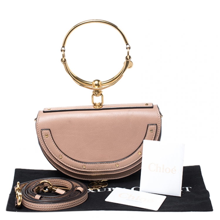 Pre Owned Chloe Beige Leather Small Nile Bracelet Minaudiere Crossbody Bag 