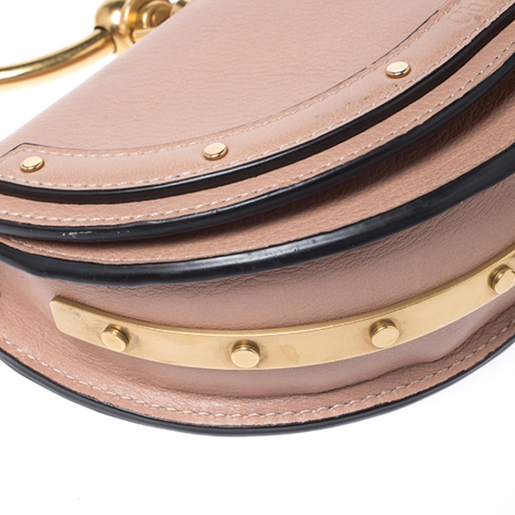 Pre Owned Chloe Beige Leather Small Nile Bracelet Minaudiere Crossbody Bag 