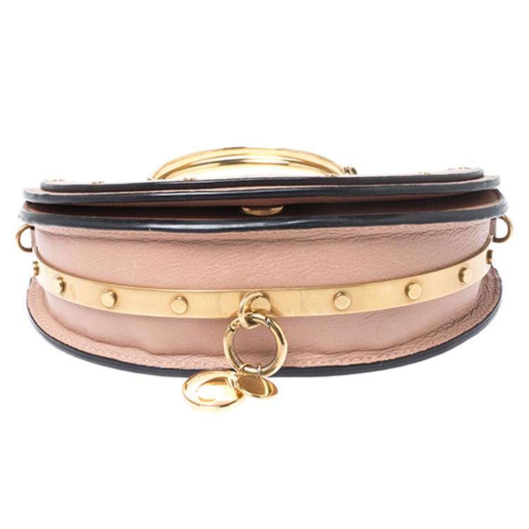 Pre Owned Chloe Beige Leather Small Nile Bracelet Minaudiere Crossbody Bag 