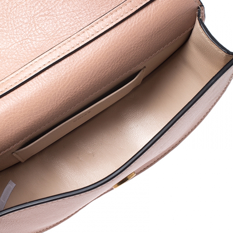 Pre Owned Chloe Beige Leather Small Nile Bracelet Minaudiere Crossbody Bag 