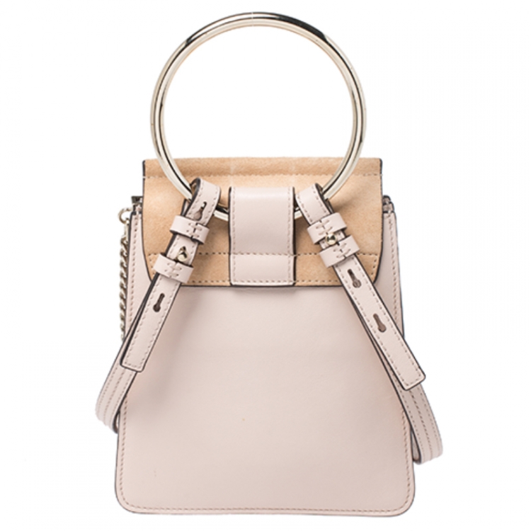 Pre Owned Chloe Beige Leather and Nubuck Mini Faye Crossbody Bag