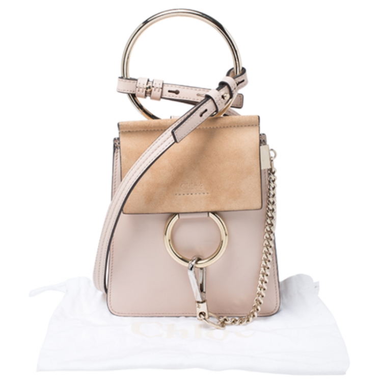Pre Owned Chloe Beige Leather and Nubuck Mini Faye Crossbody Bag