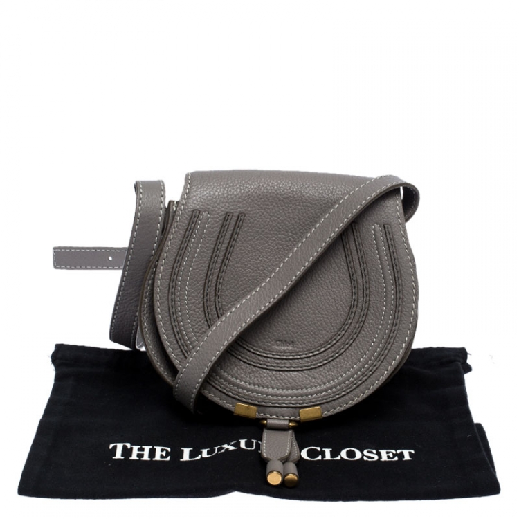 Pre Owned Chloe Grey Leather Mini Marcie Crossbody Bag