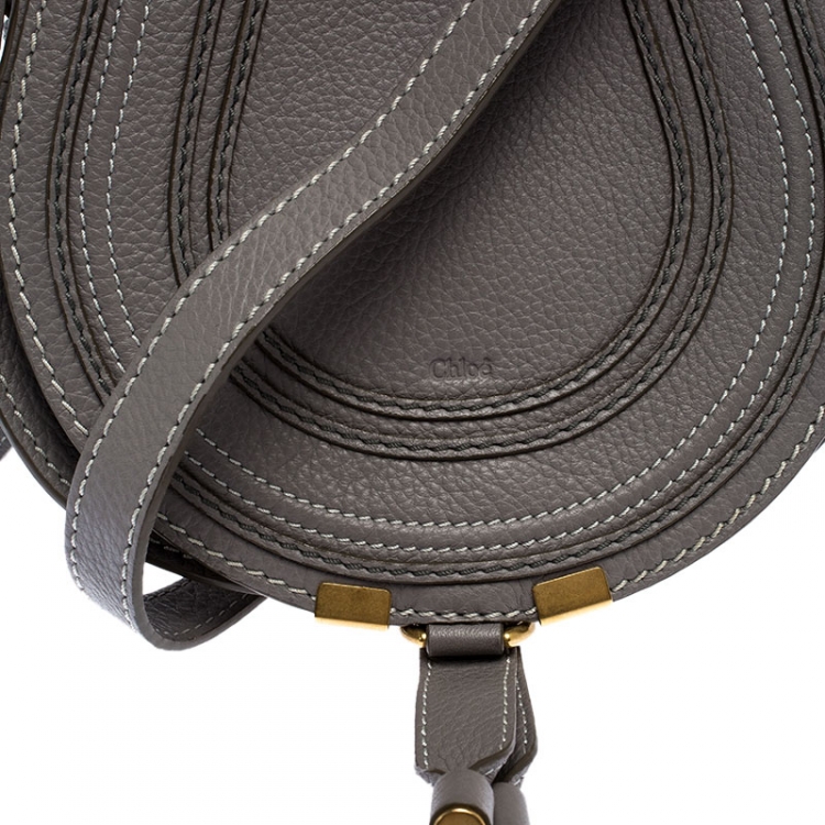 Pre Owned Chloe Grey Leather Mini Marcie Crossbody Bag