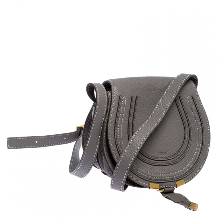 Pre Owned Chloe Grey Leather Mini Marcie Crossbody Bag