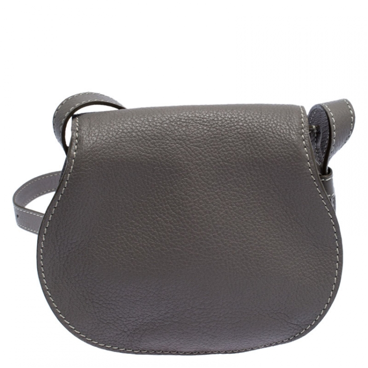 Pre Owned Chloe Grey Leather Mini Marcie Crossbody Bag