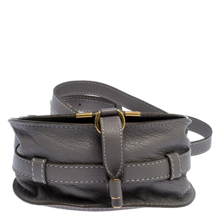 Pre Owned Chloe Grey Leather Mini Marcie Crossbody Bag