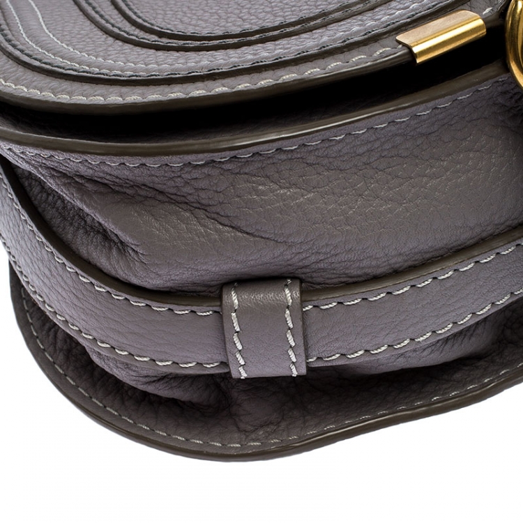 Pre Owned Chloe Grey Leather Mini Marcie Crossbody Bag