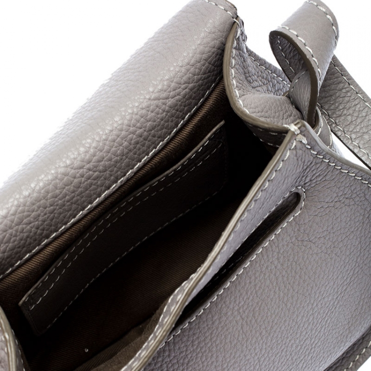 Pre Owned Chloe Grey Leather Mini Marcie Crossbody Bag