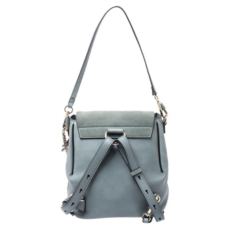 Pre Owned Chloe Light Blue Leather and Suede Small Faye Daye Backpack