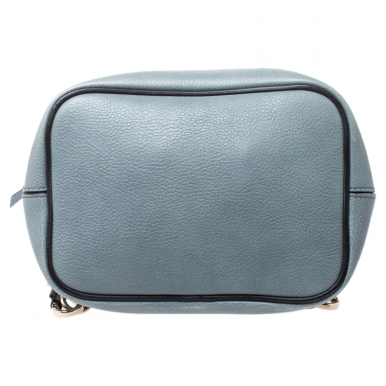 Pre Owned Chloe Light Blue Leather and Suede Small Faye Daye Backpack