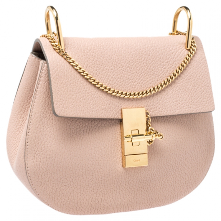 Pre Owned Chloe Nude Leather Medium Drew Shoulder Bag