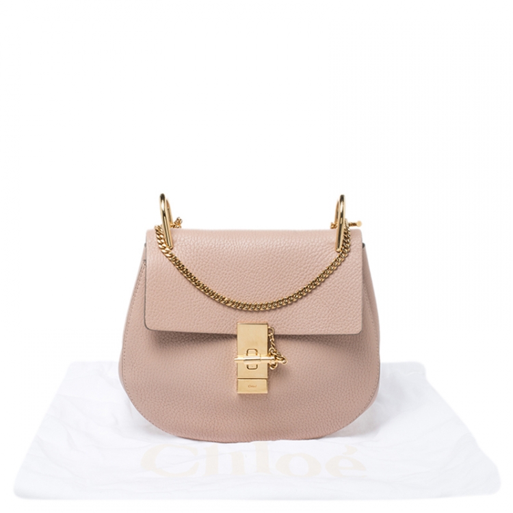 Pre Owned Chloe Nude Leather Medium Drew Shoulder Bag
