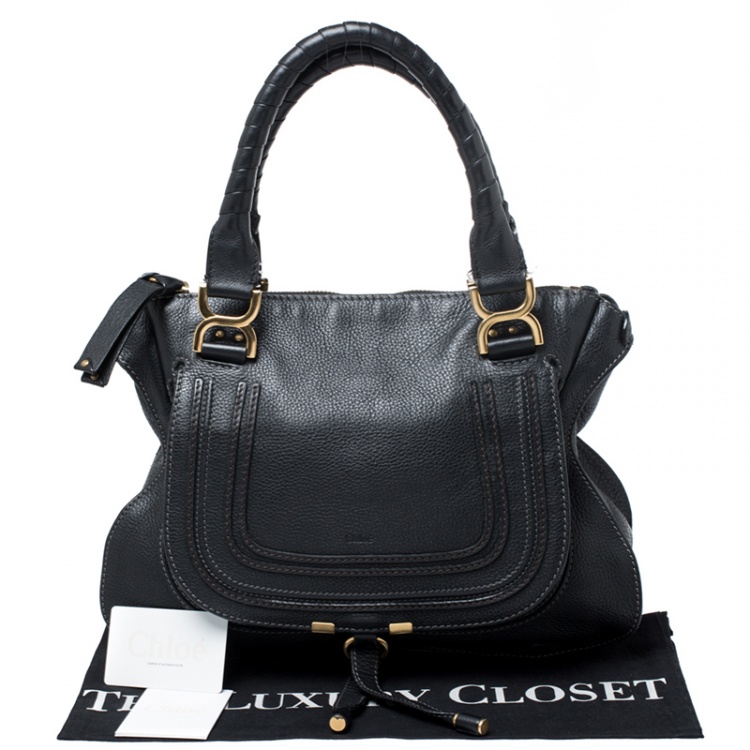 Pre Owned Chloe Black Leather Medium Marcie Shoulder Bag