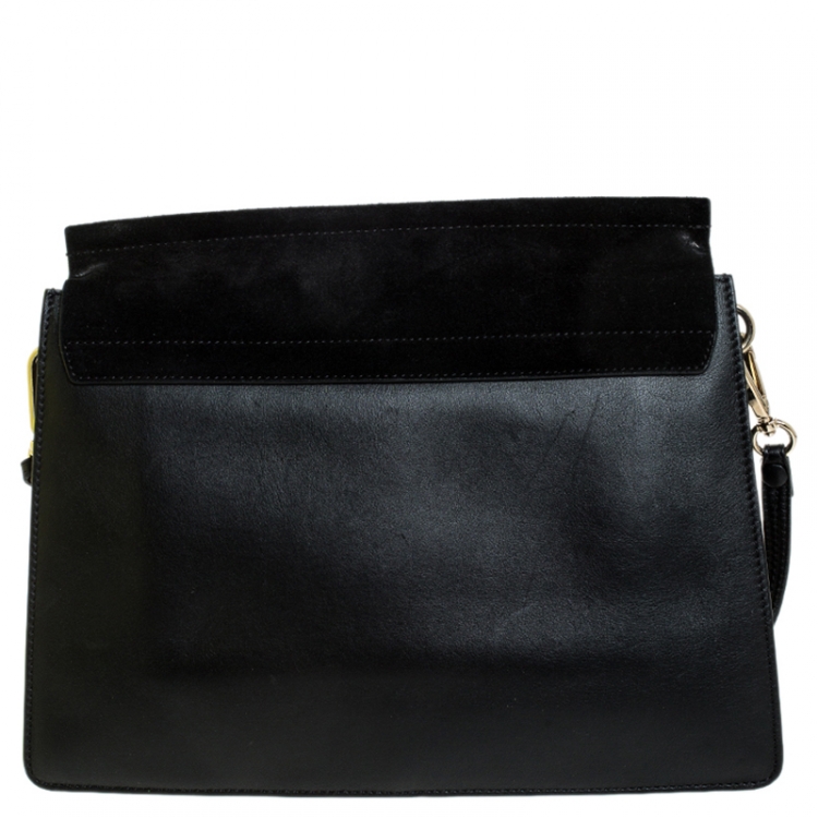 Pre Owned Chloe Black Leather and Nubuck Medium Faye Shoulder Bag