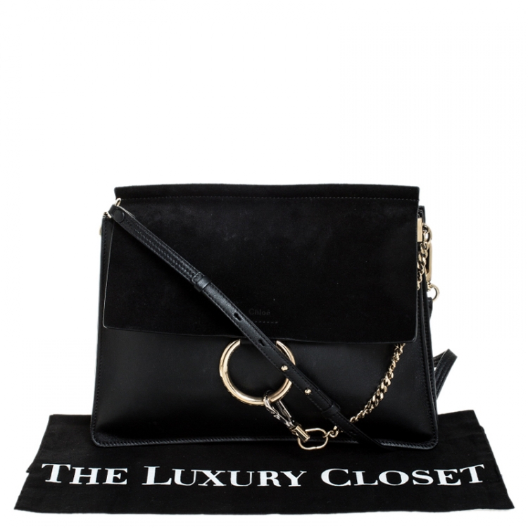 Pre Owned Chloe Black Leather and Nubuck Medium Faye Shoulder Bag