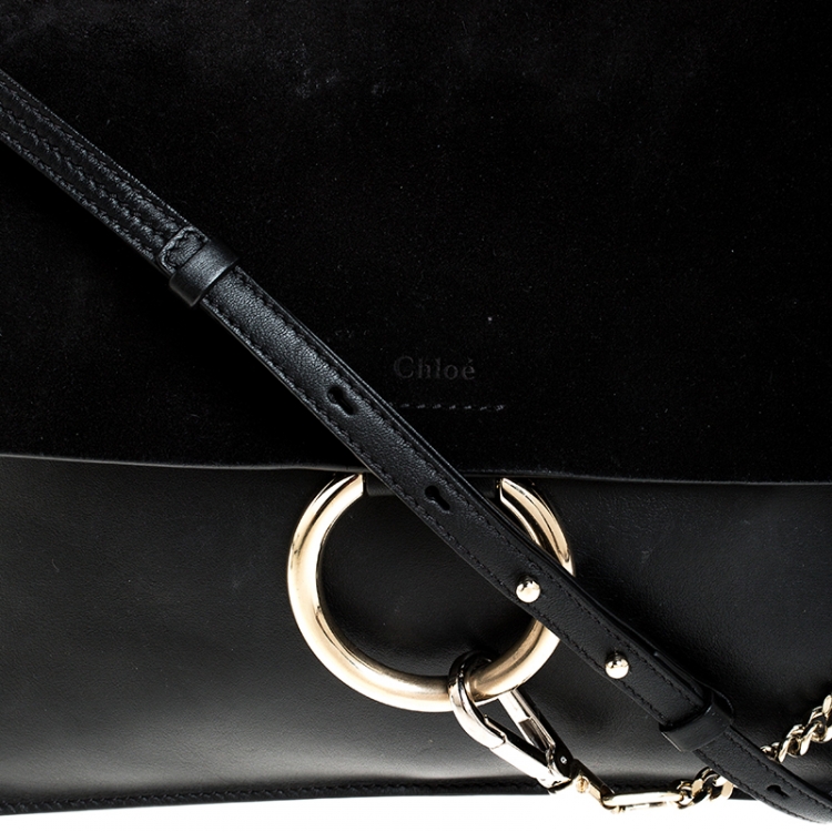 Pre Owned Chloe Black Leather and Nubuck Medium Faye Shoulder Bag