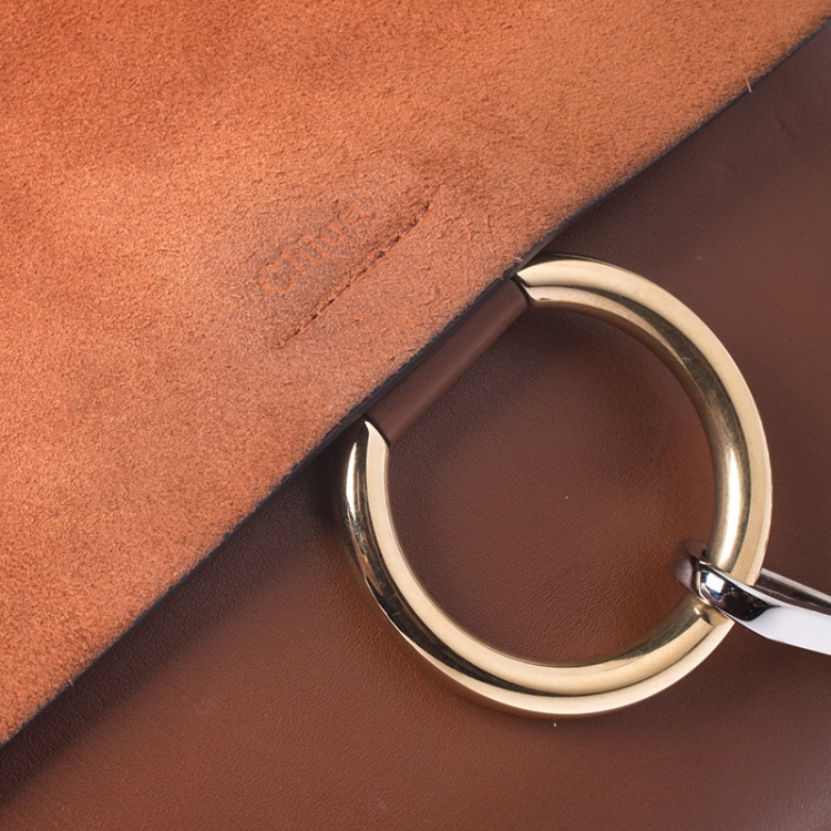 Pre Owned Chloe Brown Leather and Suede Faye Shoulder Bag