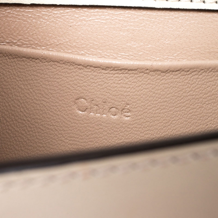 Pre Owned Chloe Off White Leather Small Nile Bracelet Minaudiere Crossbody Bag 