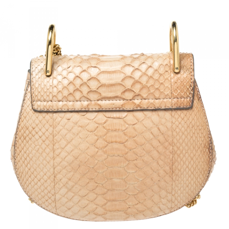 Pre Owned Chloe Beige Python Small Drew Shoulder Bag