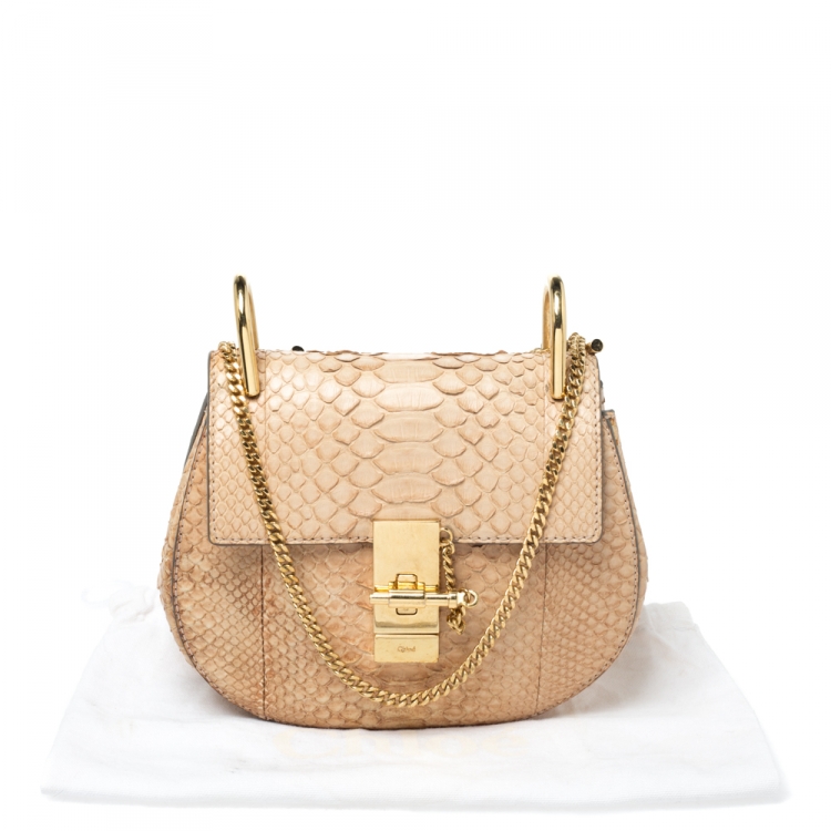 Pre Owned Chloe Beige Python Small Drew Shoulder Bag
