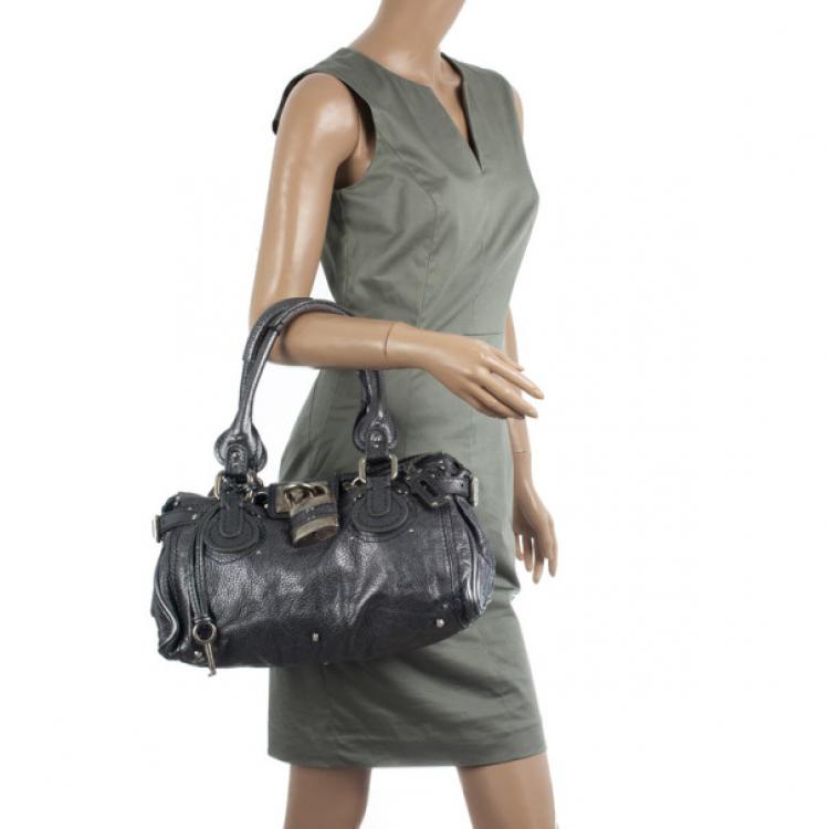 Pre Owned Chloe Grey Metallic Paddington Satchel
