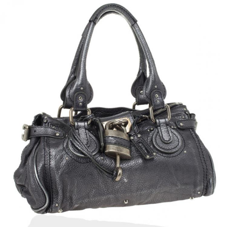 Pre Owned Chloe Grey Metallic Paddington Satchel