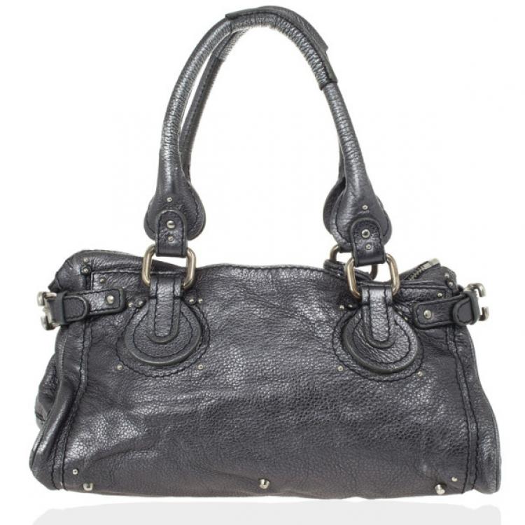 Pre Owned Chloe Grey Metallic Paddington Satchel