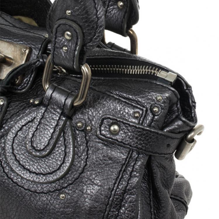 Pre Owned Chloe Grey Metallic Paddington Satchel