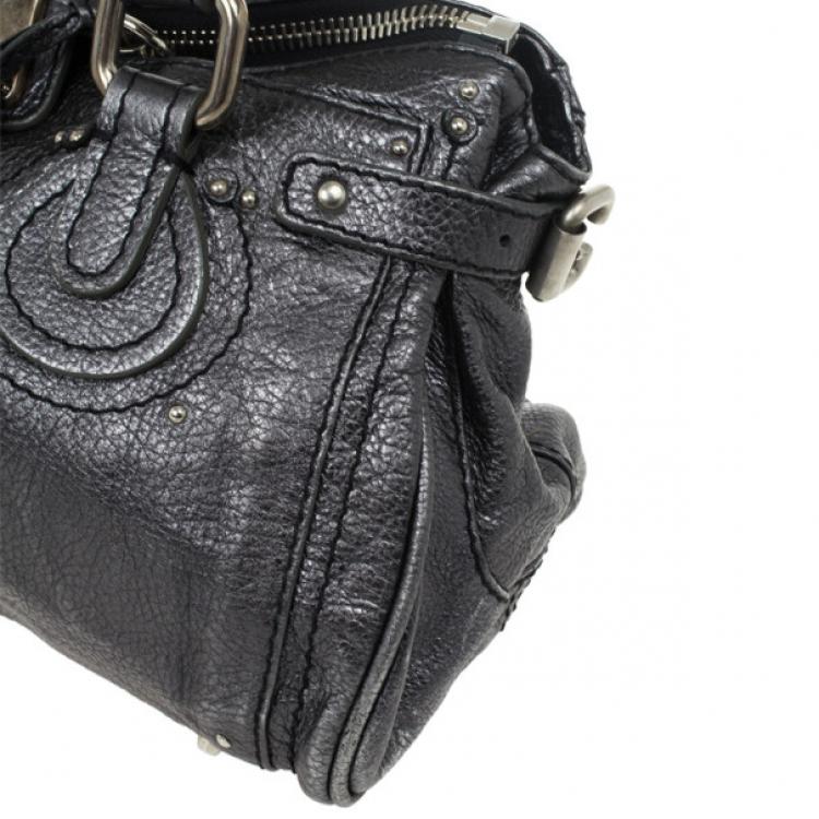 Pre Owned Chloe Grey Metallic Paddington Satchel
