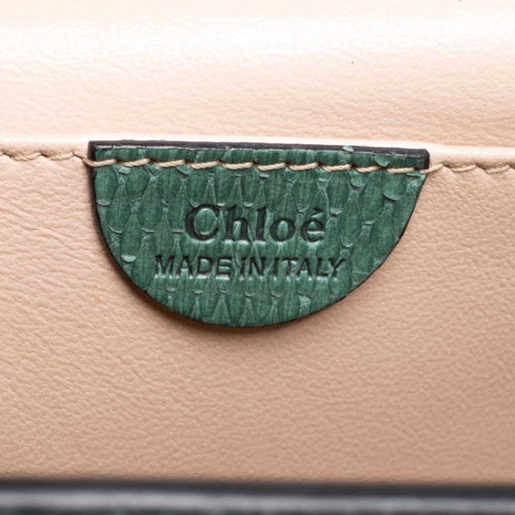 مملوكة مسبقًا Chloe Green Snakeskin Medium Elsie Shoulder Bag
