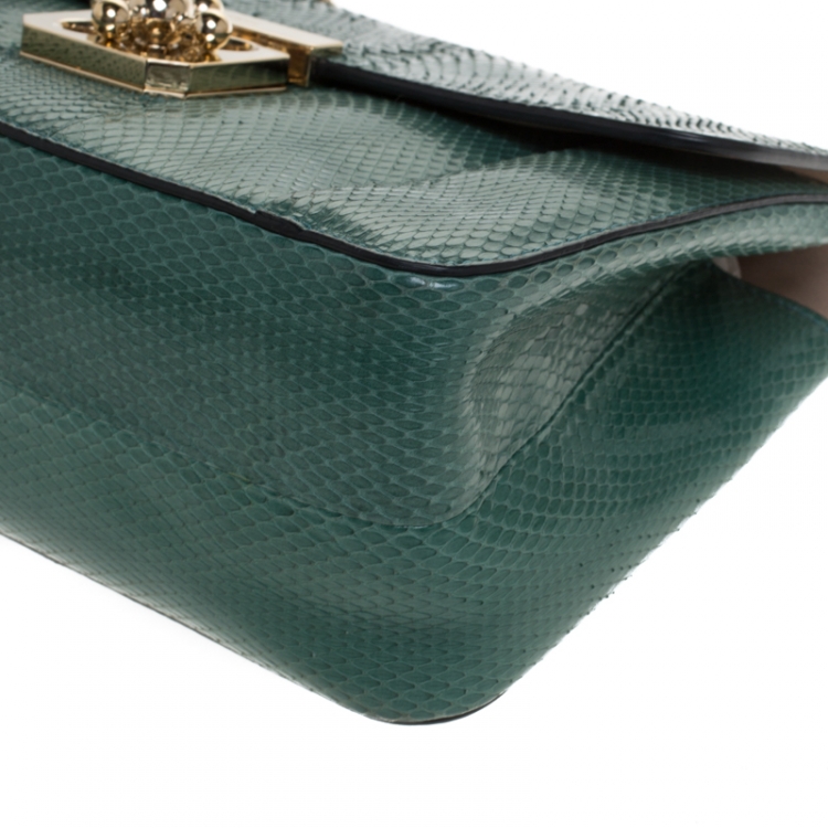 مملوكة مسبقًا Chloe Green Snakeskin Medium Elsie Shoulder Bag