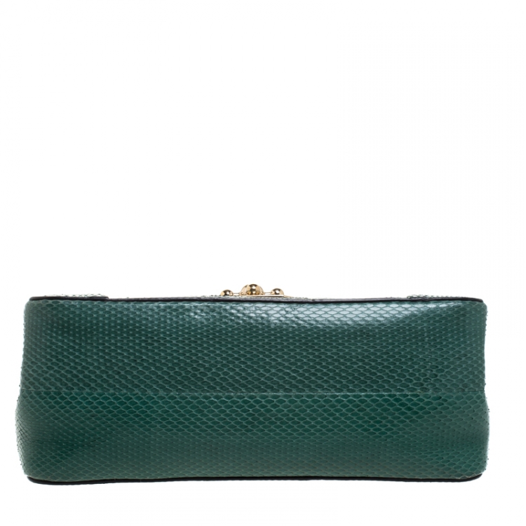 مملوكة مسبقًا Chloe Green Snakeskin Medium Elsie Shoulder Bag