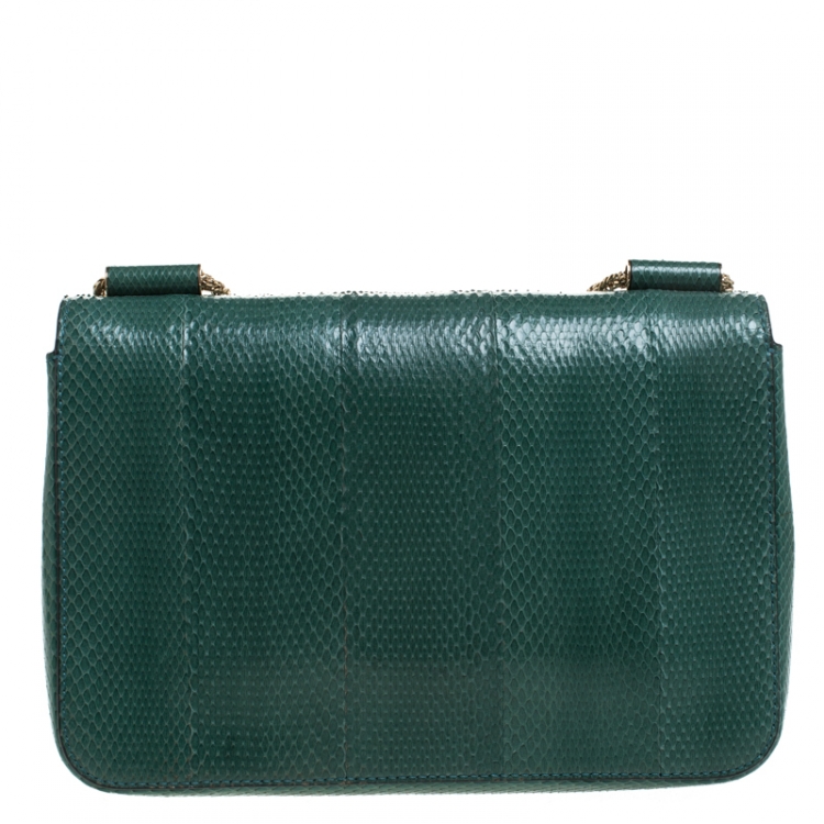 مملوكة مسبقًا Chloe Green Snakeskin Medium Elsie Shoulder Bag